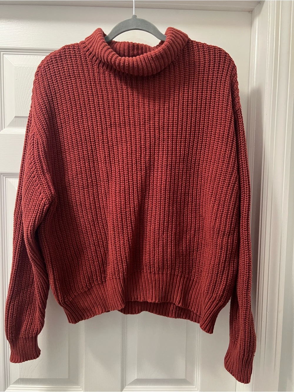 French Connection Burnt Orange Chunky Turtleneck Sweater